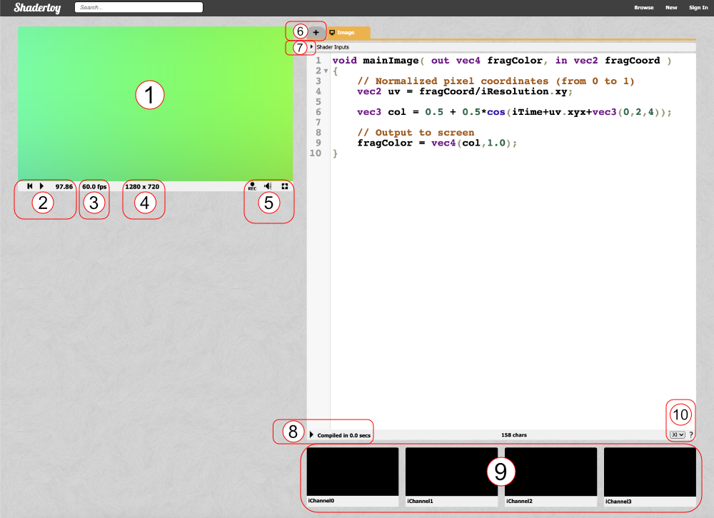 shadertoy interface
